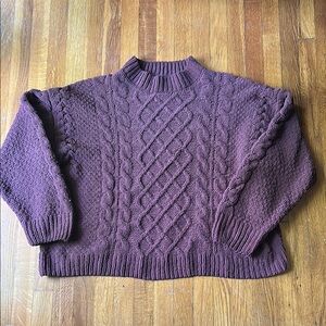 Primark Purple Cowl Neck Cable Knit Sweater